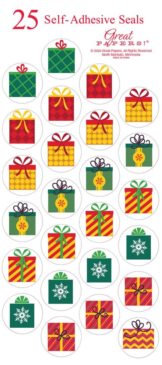 Great Papers! Presents Gold Foil Holiday Seal, .63 diameter, 25/Pack